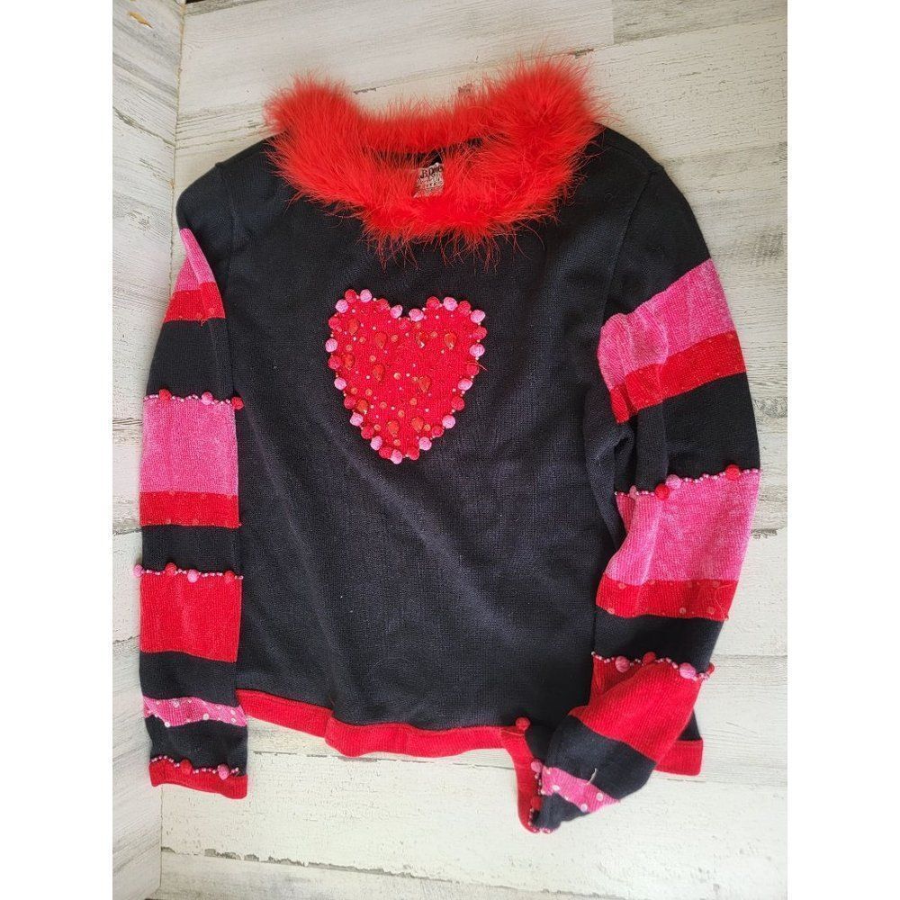 Jack B Quick petites Valentine heart sweater pull over womens‎